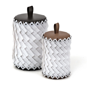 Woven Leather Table Lantern | Pinetti Almeria | Italianfurnioture.com
