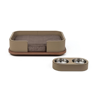 Leather Covered Pet Bowl | Pinetti | OROA.com