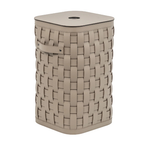 Taupe Leather Lidded Basket S | Pinetti Demetra | OROA.com