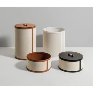Cotton Finished Leather Round Basket | Pinetti Penelope | OROA.com