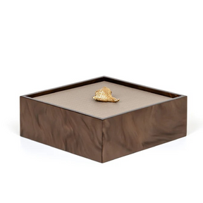 Leather Lidded Square Box L | Pinetti Bea | OROA.com