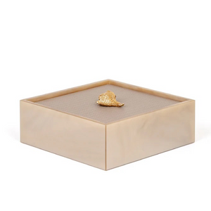 Leather Lidded Square Box L | Pinetti Bea | OROA.com