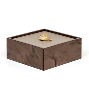 Leather Lidded Square Box S | Pinetti Bea | OROA.com
