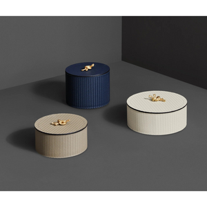 Leather Wrapped Round Box | Pinetti Thalia | OROA.com