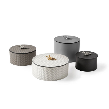 Leather Wrapped Round Box | Pinetti Thalia | OROA.com