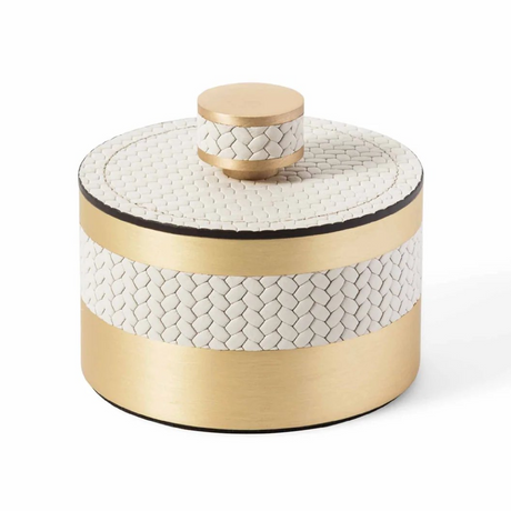 Round Woven Leather Box | Pinetti Saturno | OROA.com