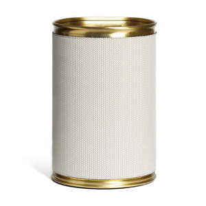 Leather Covered Round Metal Bin | Pinetti | OROA.com