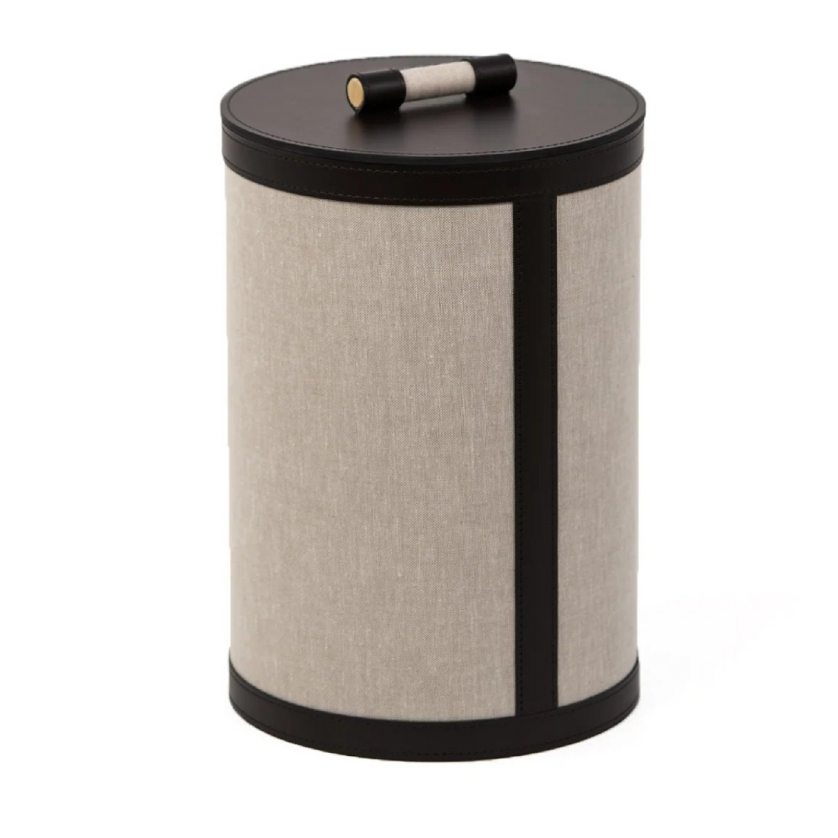 Round Black Leather Paper Bin | Pinetti Penelope | OROA.com