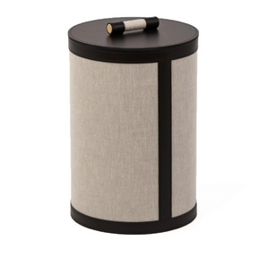 Round Black Leather Paper Bin | Pinetti Penelope | OROA.com