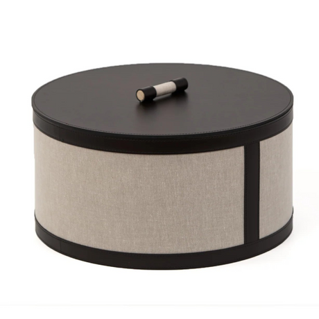 Round Black Leather Basket | Pinetti Penelope | OROA.com