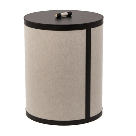 Short Round Leather Basket | Pinetti Penelope | Italianfuniture.com