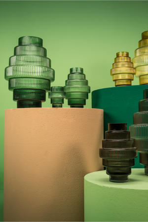 Green Tiered Glass Vase | Pols Potten Steps | Oroa.com