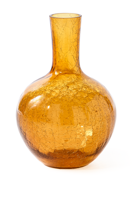 Yellow Crackled Glass Vase | Pols Potten Ball Body | Oroa.com