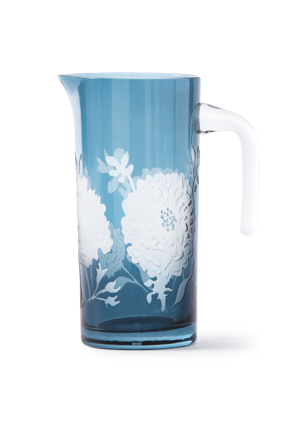Floral Patterned Blue Glass Pitcher | Pols Potten Peony | Oroa.com