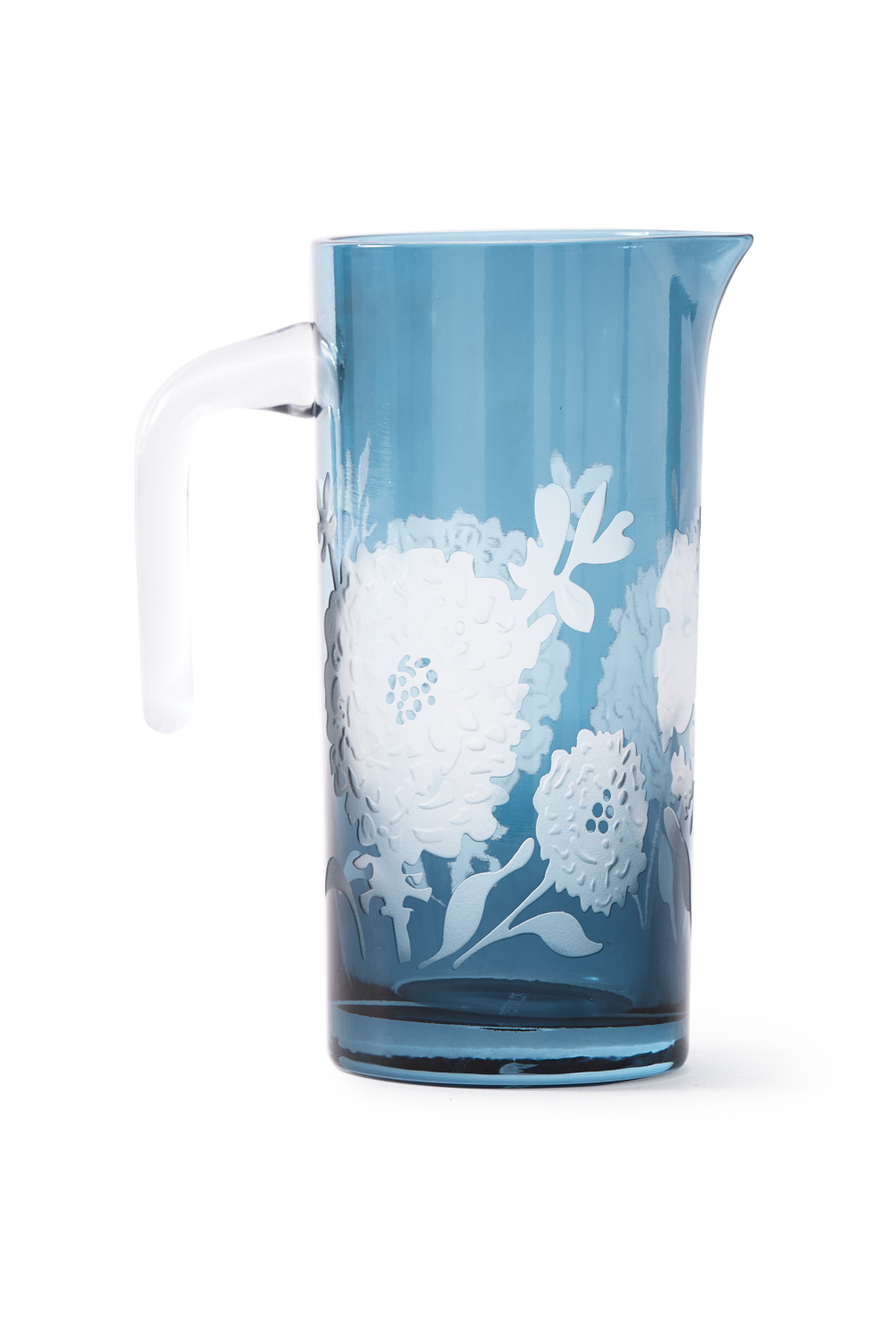 Floral Patterned Blue Glass Pitcher | Pols Potten Peony | Oroa.com