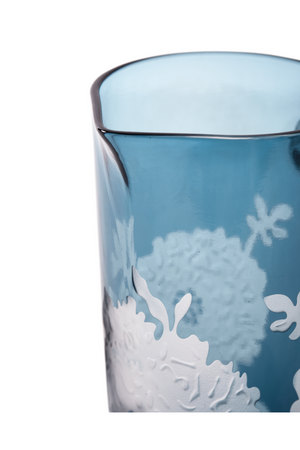 Floral Patterned Blue Glass Pitcher | Pols Potten Peony | Oroa.com