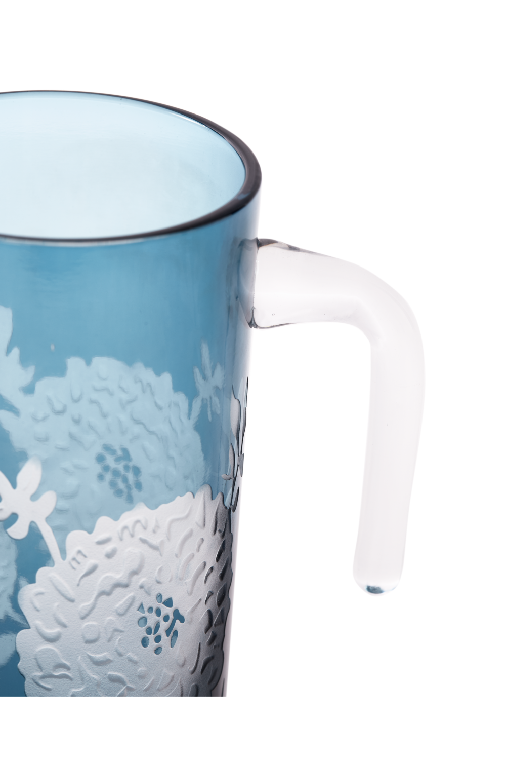 Floral Patterned Blue Glass Pitcher | Pols Potten Peony | Oroa.com