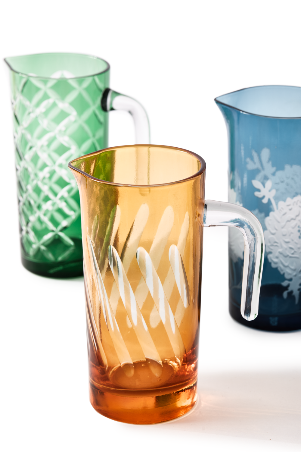 Floral Patterned Blue Glass Pitcher | Pols Potten Peony | Oroa.com