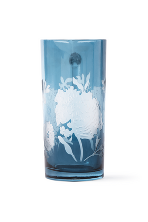 Floral Patterned Blue Glass Pitcher | Pols Potten Peony | Oroa.com