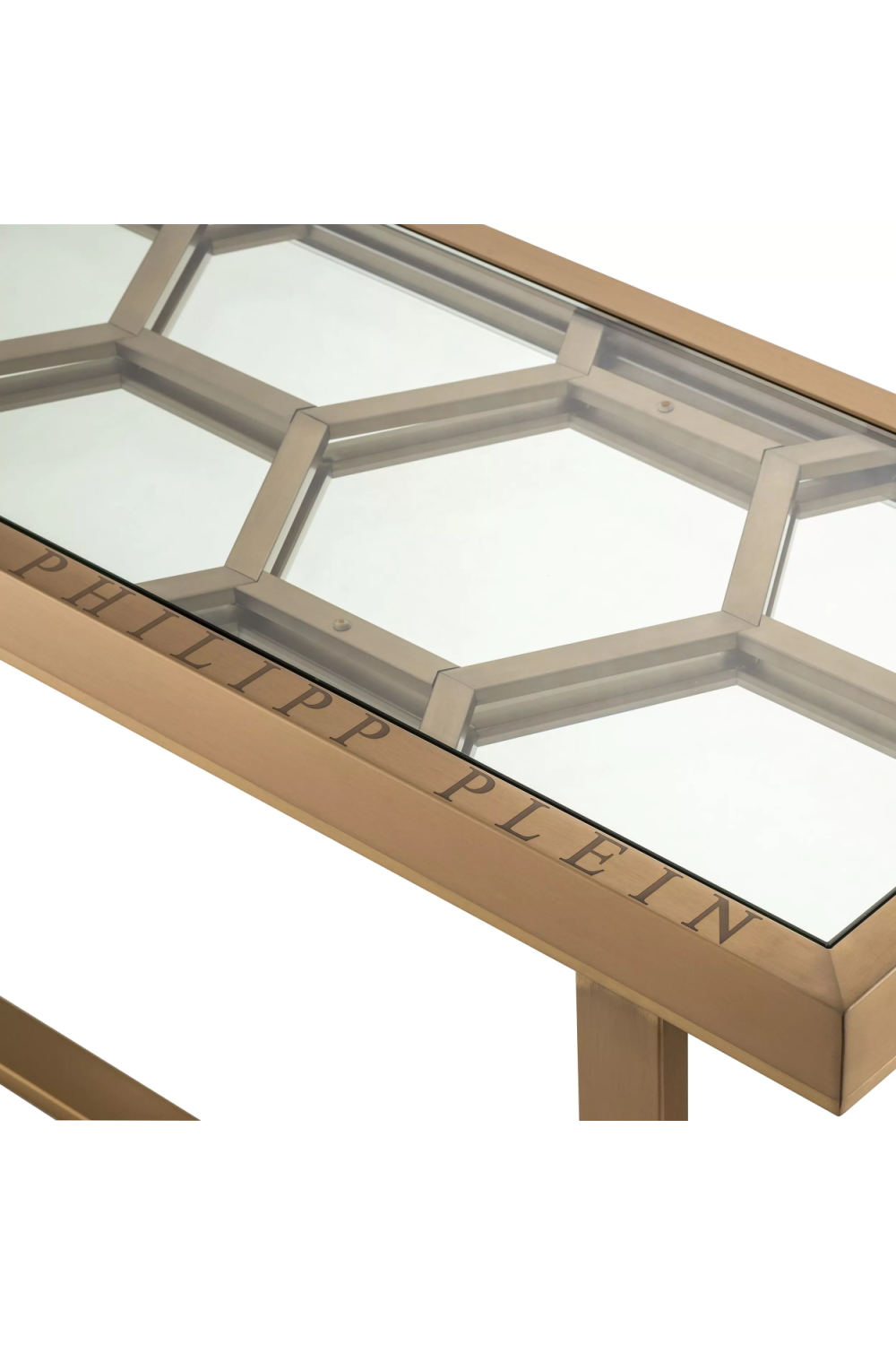 Hexagonal Patterned Console Table | Philipp Plein Skeleton | OROA.com