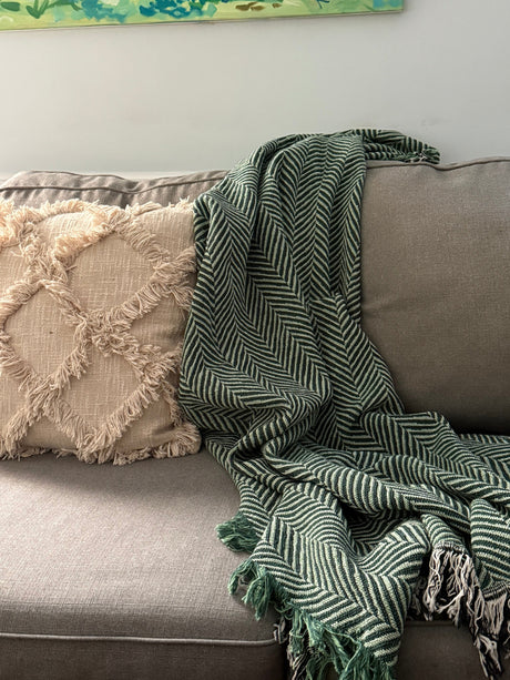 Henry — Chambray - Reversible Woven Blanket with Fringe