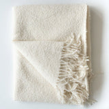 Handloomed Alpaca Bouclé Ivory Throw Blanket From Peru