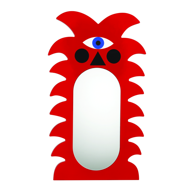 Red Figurative Palm Mirror XL | Qeeboo Oggian Samu | OROA.com