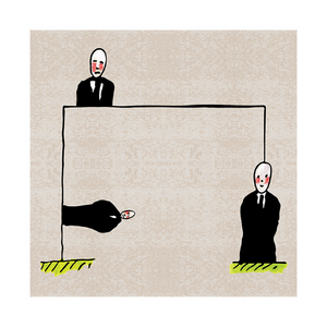 Face Printed Carpet 6'7 x 6'7 | Qeeboo 3 Men | Oroa.com