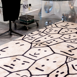Face Illustration Beige Rug 10' x 6'7" | Qeeboo People One | OROA.com