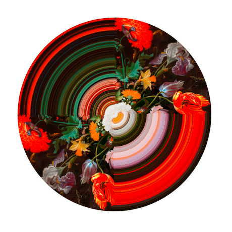 Floral Pattern Round Rug | Qeeboo Glitch | OROA.com