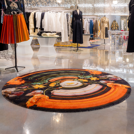 Floral Pattern Round Rug | Qeeboo Glitch | OROA.com