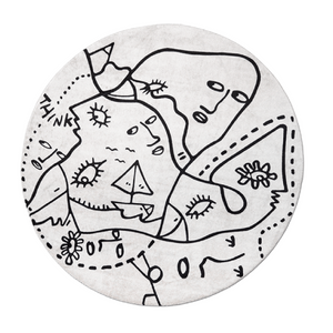 Black & White Round Rug | Qeeboo Summer Trip | OROA.com