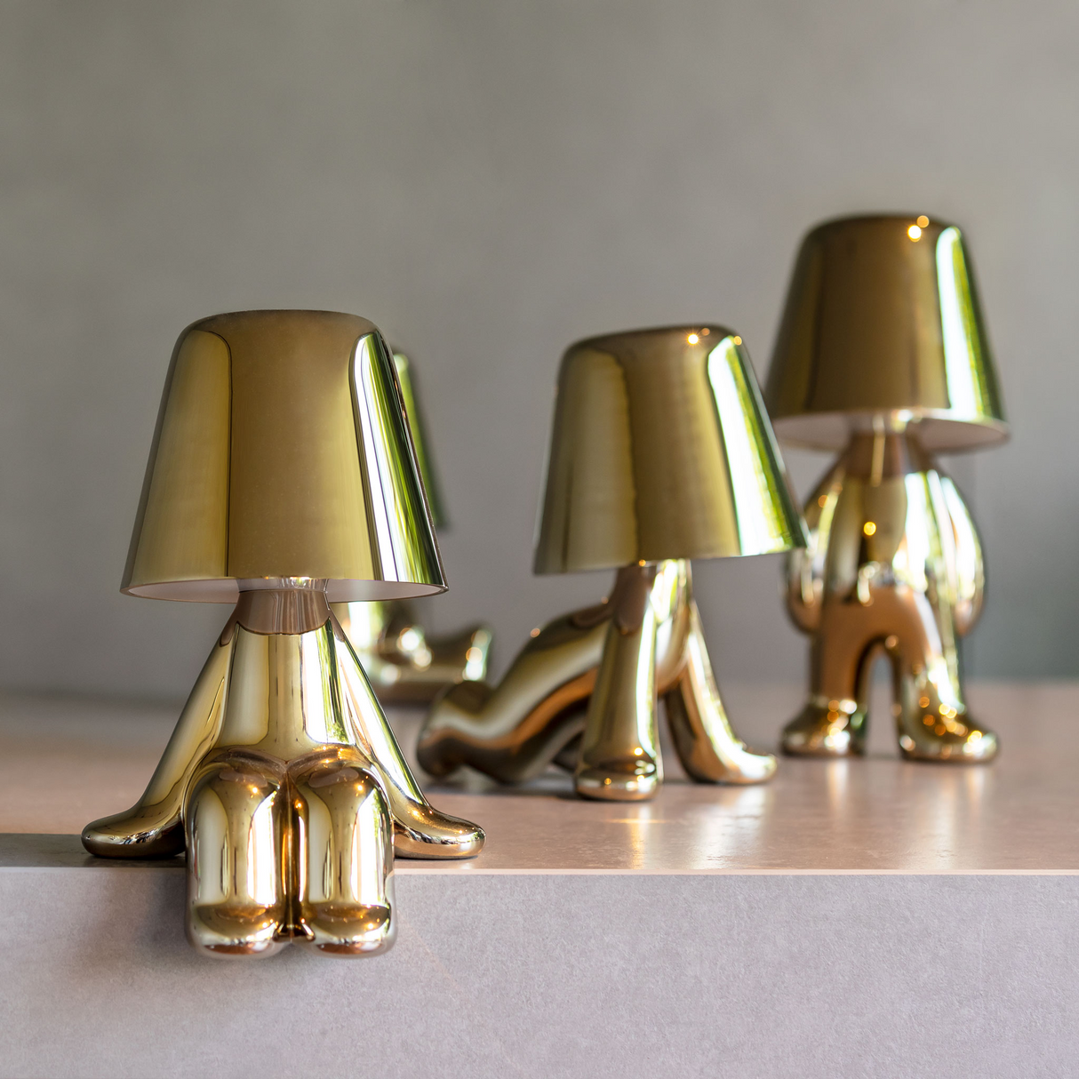Metallic Child Figurine LED Lamp | Qeeboo Golden Brothers Bob | OROA.com