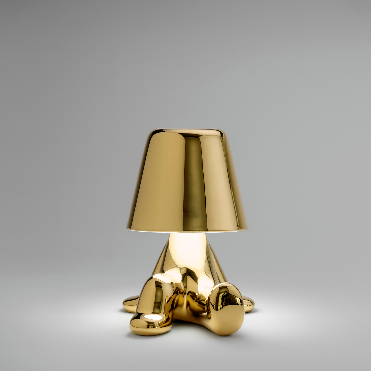 Metallic Child Figurine LED Lamp | Qeeboo Golden Brothers Bob | OROA.com