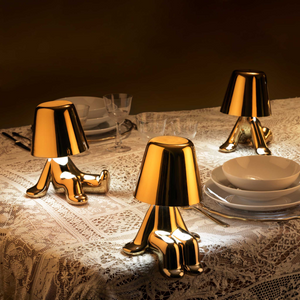 Metallic Child Figurine LED Lamp | Qeeboo Golden Brothers Bob | OROA.com