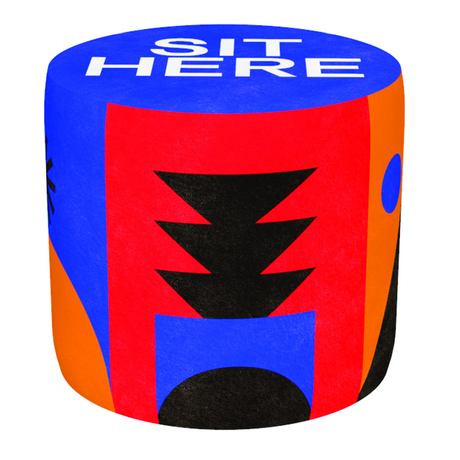 Multicolored Print Pouf | Qeeboo Oggian Sit Here | OROA.com