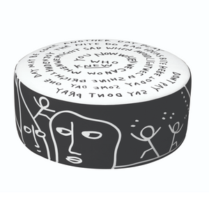 Stylized Drawings Round Pouf L | Qeeboo Dawn | OROA.com