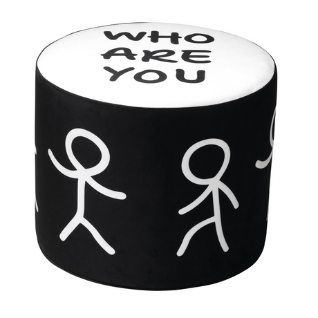 Stylized Drawing Cylinder Pouf S | Qeeboo Who Are You | OROA.com