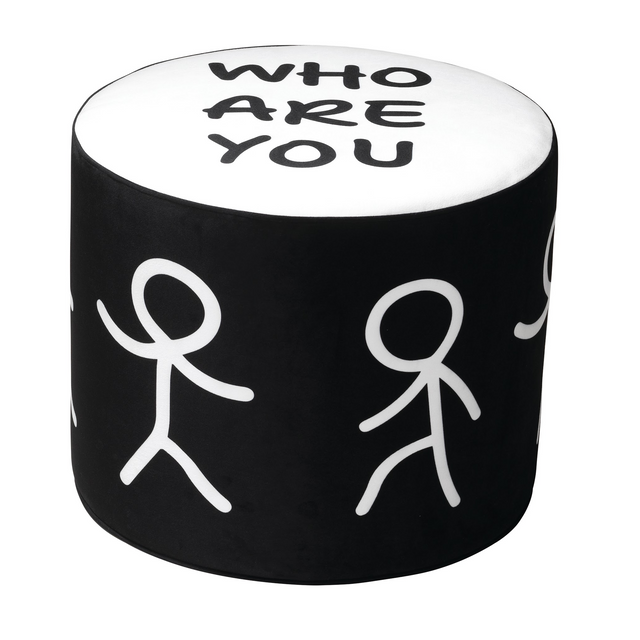 Stylized Drawing Cylinder Pouf S | Qeeboo Who Are You | OROA.com