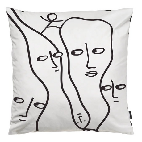 Black Drawn Pillow  | Qeeboo Peaceful Place | OROA.com