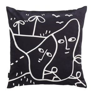 Black Drawn Pillow  | Qeeboo Peaceful Place | OROA.com