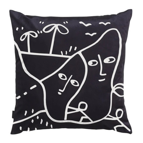Black Drawn Pillow  | Qeeboo Peaceful Place | OROA.com