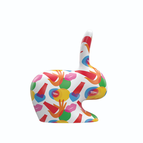 Multicolored Graphic Print Decor | Qeeboo Rabbit | OROA.com