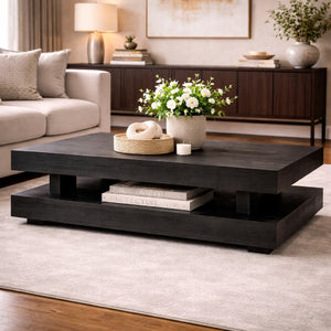   H-Shape Black Oak Coffee Table | Oroa.com