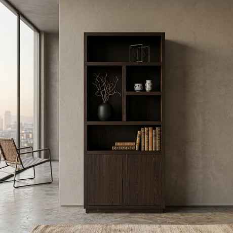   Black Wooden 2-Door Bookcase | Oroa.com
