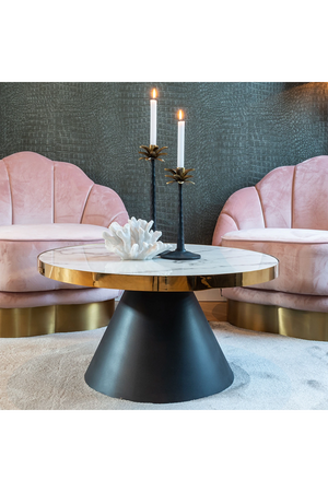 Gold Framed Marble Pedestal Coffee Table | Richmond Interiors Odin | OROA.com