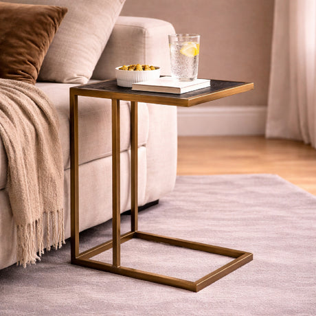   Brass Framed Oak Sofa Table | Oroa.com