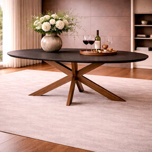   Oval Black Oak Dining Table | Oroa.com