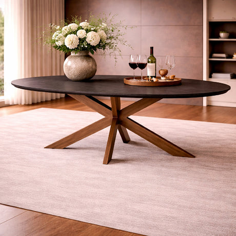   Oval Black Oak Dining Table | Oroa.com