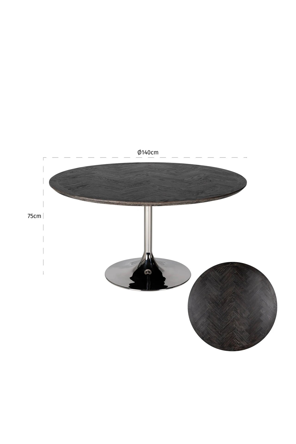 Round Wooden Silver Pedestal Dining Table | OROA Blackbone | OROA.com